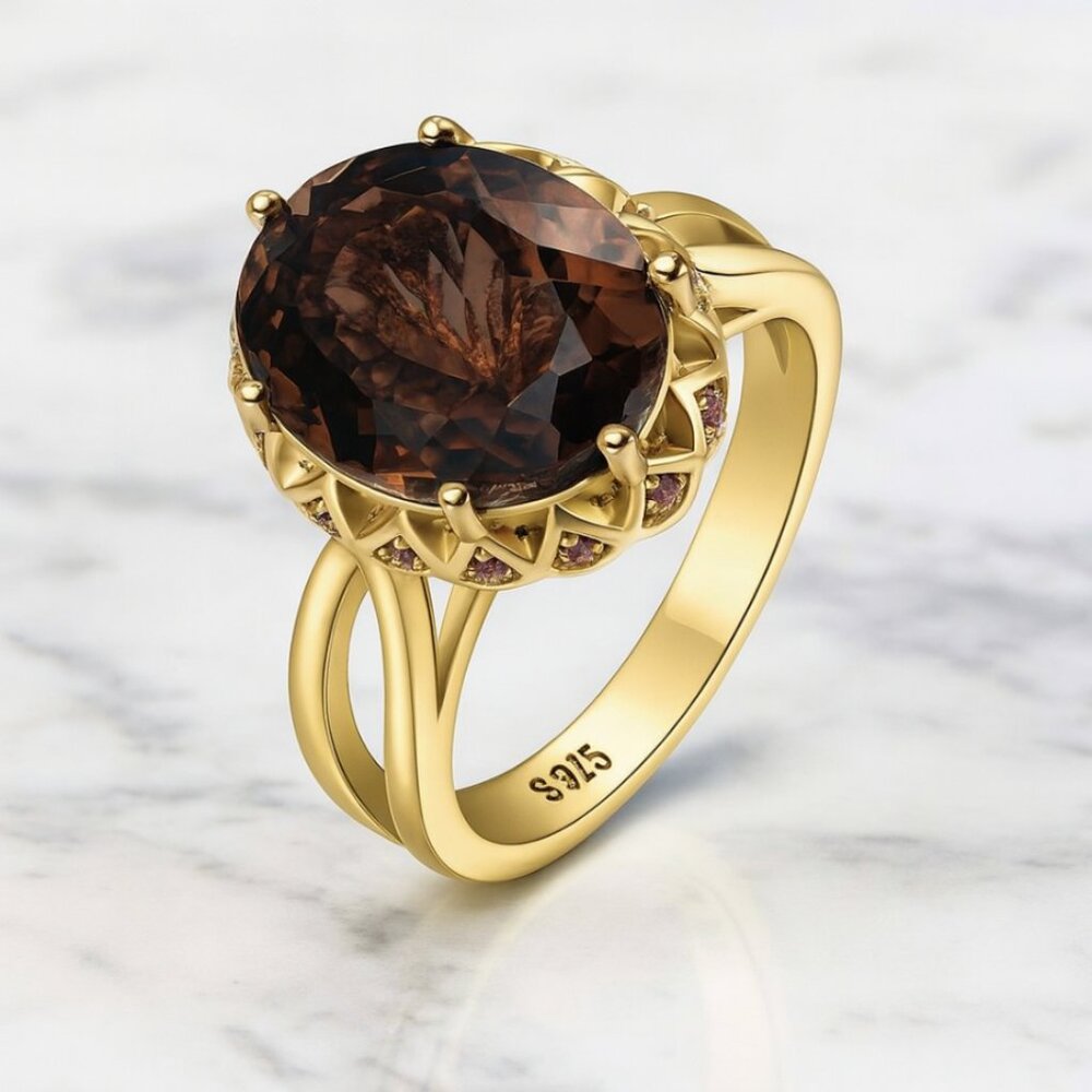 "Stella" 4ct Smoky Quartz Gemstone Ring